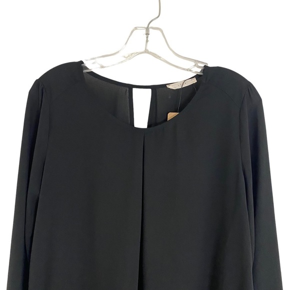 LUSH Black Flowy Collarless Blouse Women Size Small - HSH1353 - Picture 4 of 6